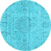 Round Persian Light Blue Traditional Rug, tr4164lblu