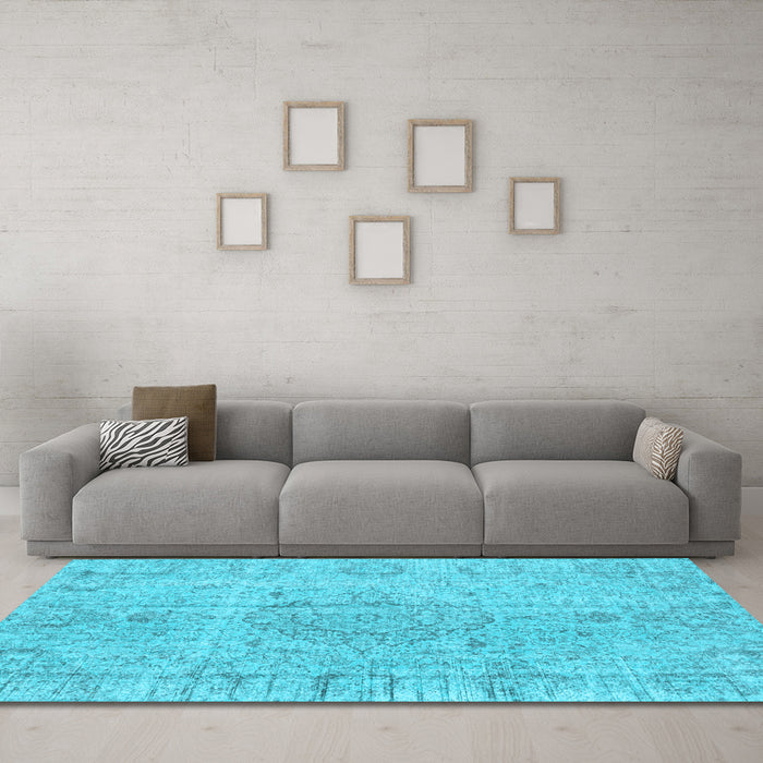Machine Washable Persian Light Blue Traditional Rug in a Living Room, wshtr4164lblu