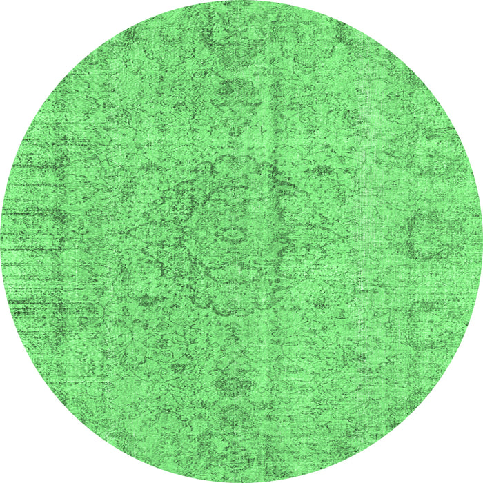 Round Persian Emerald Green Traditional Rug, tr4164emgrn