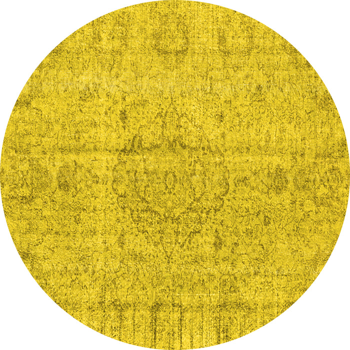 Round Persian Yellow Traditional Rug, tr4164yw