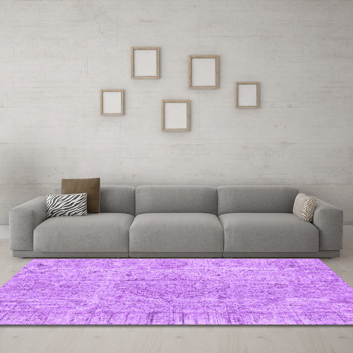 Machine Washable Persian Purple Traditional Area Rugs in a Living Room, wshtr4164pur