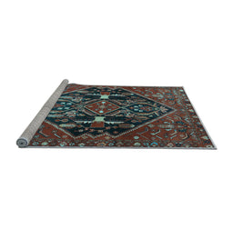 Sideview of Machine Washable Medallion Light Blue Traditional Rug, wshtr4165lblu