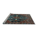 Sideview of Machine Washable Medallion Light Blue Traditional Rug, wshtr4165lblu