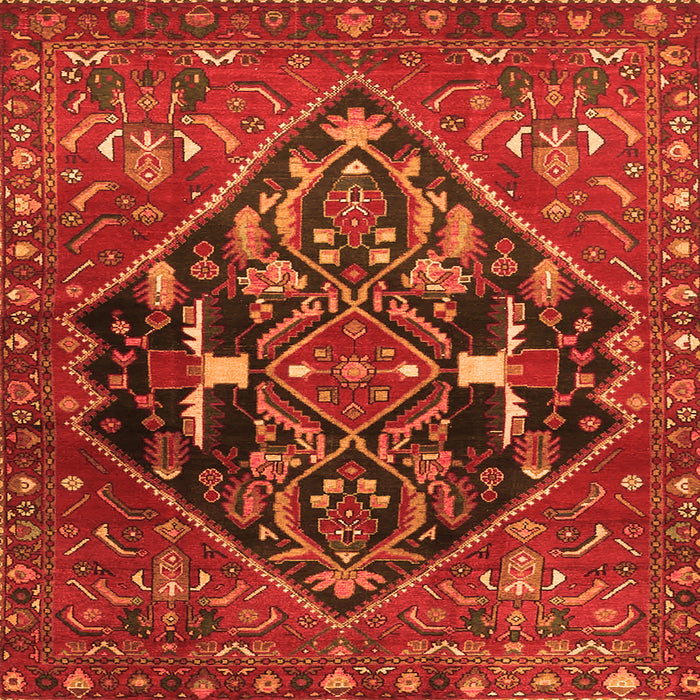 Serging Thickness of Medallion Orange Traditional Rug, tr4165org
