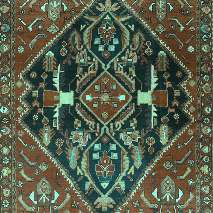 Machine Washable Medallion Turquoise Traditional Area Rugs, wshtr4165turq