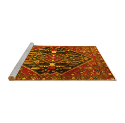 Sideview of Machine Washable Medallion Yellow Traditional Rug, wshtr4165yw