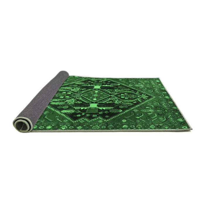 Sideview of Medallion Emerald Green Traditional Rug, tr4165emgrn