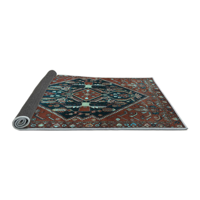 Sideview of Medallion Light Blue Traditional Rug, tr4165lblu