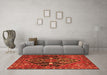 Machine Washable Medallion Orange Traditional Area Rugs in a Living Room, wshtr4165org