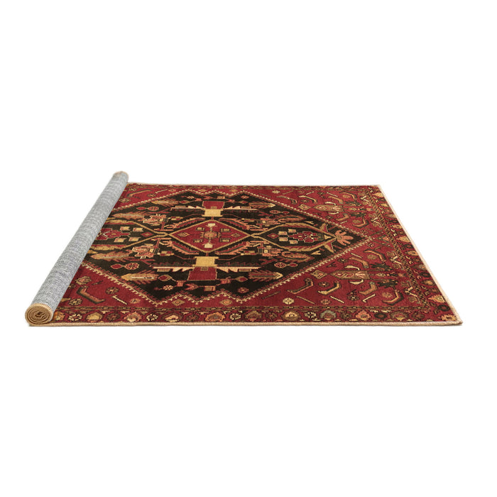 Sideview of Machine Washable Medallion Brown Traditional Rug, wshtr4165brn