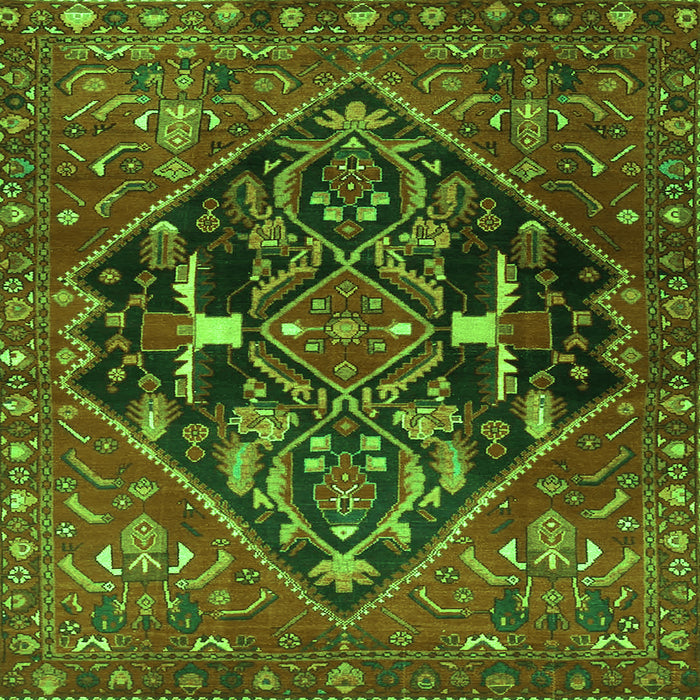 Round Machine Washable Medallion Green Traditional Area Rugs, wshtr4165grn