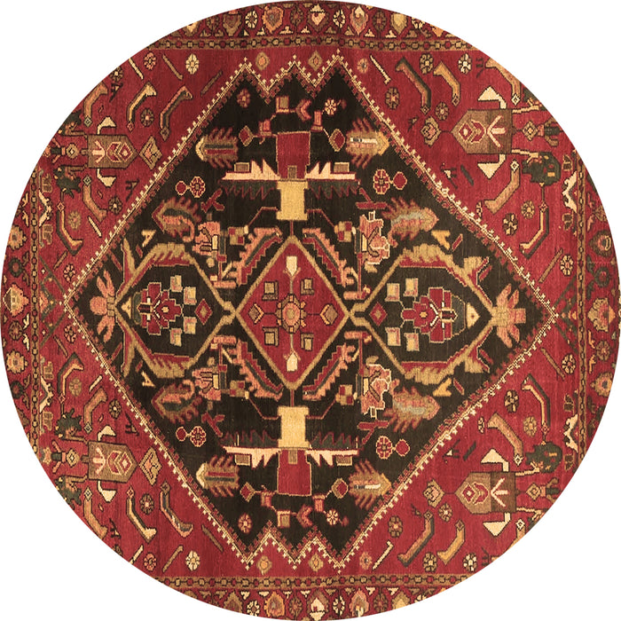 Round Machine Washable Medallion Brown Traditional Rug, wshtr4165brn