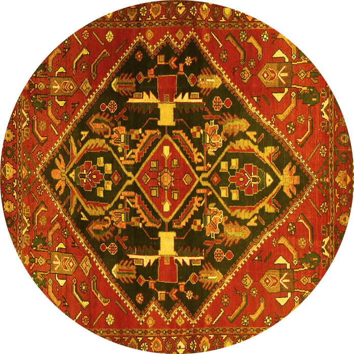Round Medallion Yellow Traditional Rug, tr4165yw