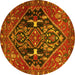 Round Medallion Yellow Traditional Rug, tr4165yw