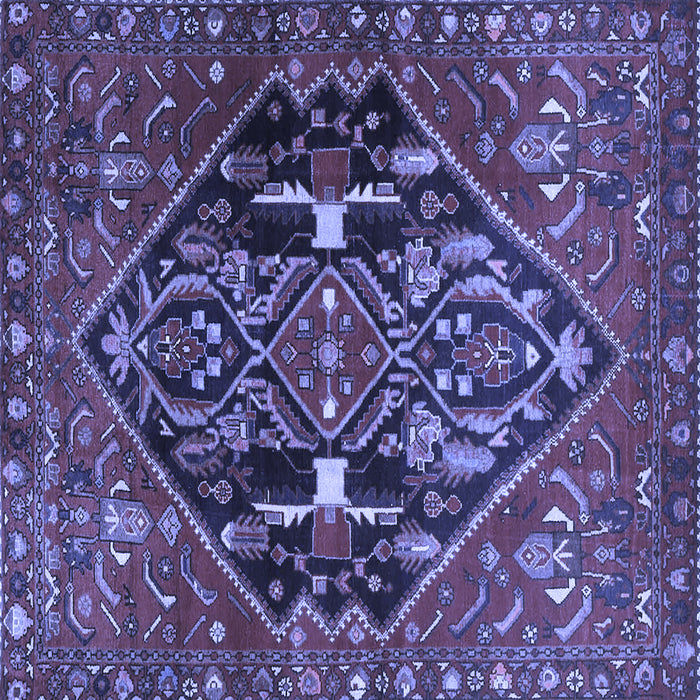 Square Medallion Blue Traditional Rug, tr4165blu