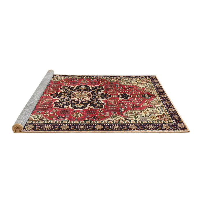 Sideview of Machine Washable Traditional Saffron Red Rug, wshtr4166