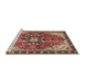 Sideview of Machine Washable Traditional Saffron Red Rug, wshtr4166