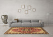 Machine Washable Medallion Brown Traditional Rug in a Living Room,, wshtr4166brn