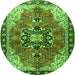 Machine Washable Medallion Green Traditional Area Rugs, wshtr4166grn