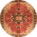 Machine Washable Medallion Orange Traditional Area Rugs, wshtr4166org