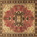 Square Medallion Brown Traditional Rug, tr4166brn