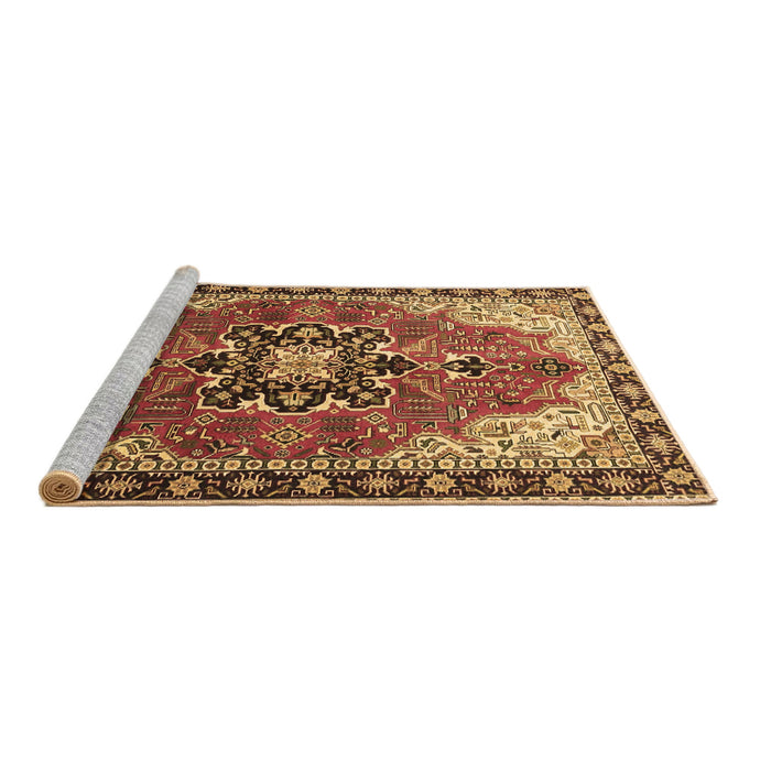 Sideview of Machine Washable Medallion Brown Traditional Rug, wshtr4166brn