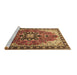 Sideview of Machine Washable Medallion Brown Traditional Rug, wshtr4166brn