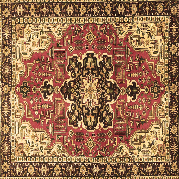 Square Machine Washable Medallion Brown Traditional Rug, wshtr4166brn
