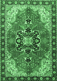 Medallion Emerald Green Traditional Rug, tr4166emgrn