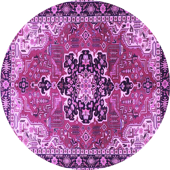Round Medallion Purple Traditional Rug, tr4166pur