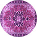 Round Medallion Purple Traditional Rug, tr4166pur