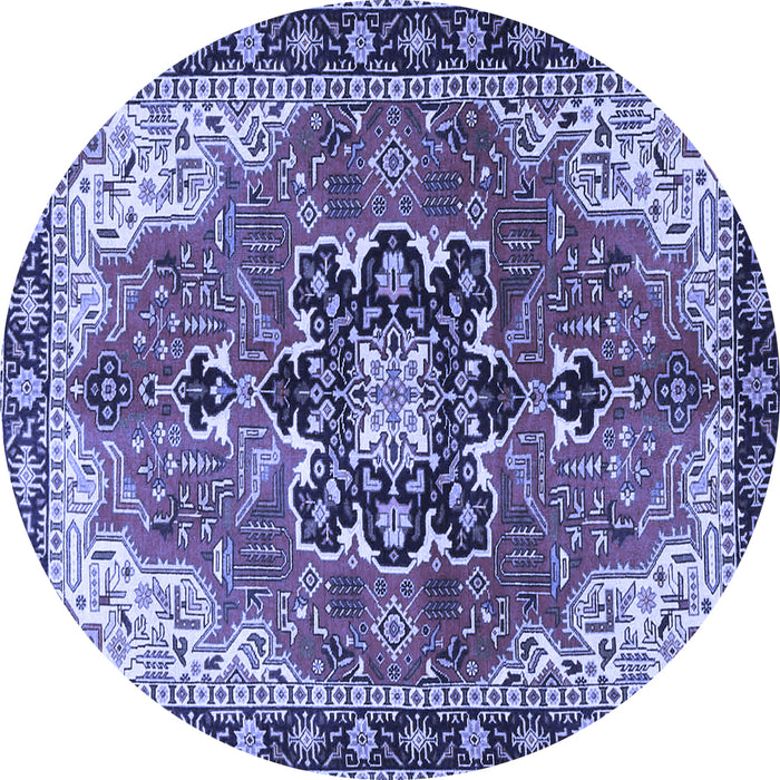 Round Medallion Blue Traditional Rug, tr4166blu