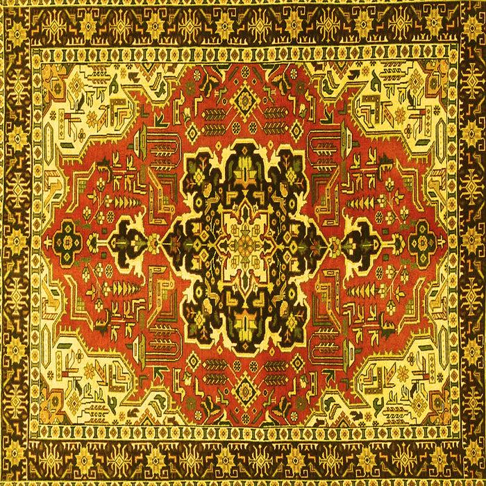 Square Medallion Yellow Traditional Rug, tr4166yw