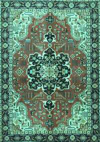 Medallion Turquoise Traditional Rug, tr4166turq