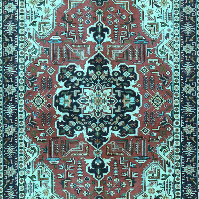 Machine Washable Medallion Light Blue Traditional Rug, wshtr4166lblu