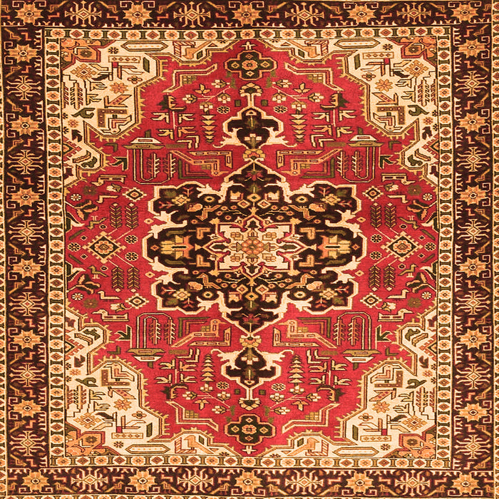 Serging Thickness of Medallion Orange Traditional Rug, tr4166org