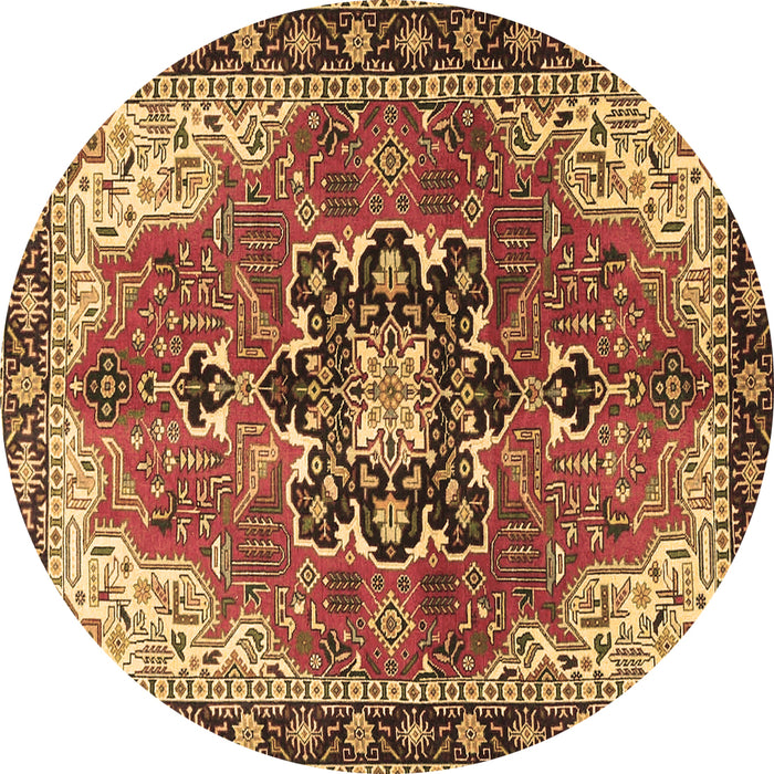 Round Medallion Brown Traditional Rug, tr4166brn