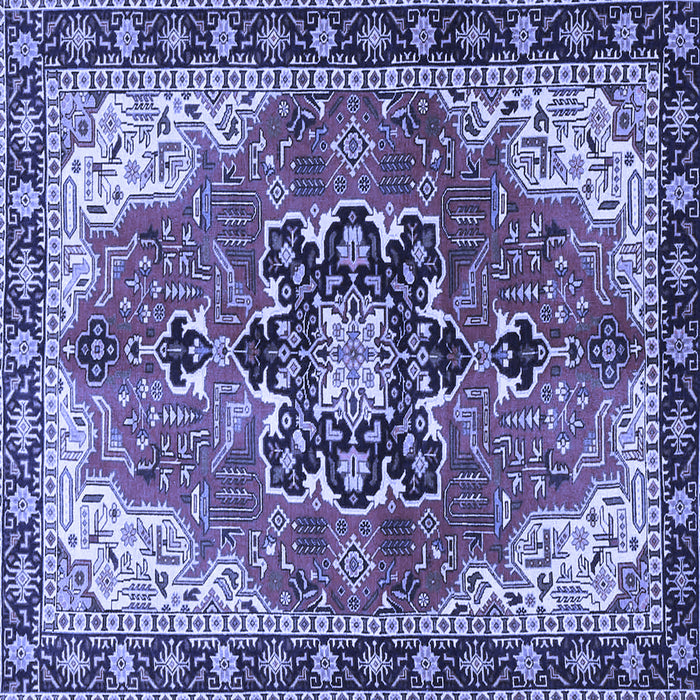 Square Medallion Blue Traditional Rug, tr4166blu