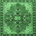 Square Medallion Emerald Green Traditional Rug, tr4166emgrn