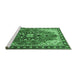 Sideview of Machine Washable Medallion Emerald Green Traditional Area Rugs, wshtr4166emgrn