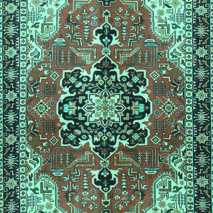 Machine Washable Medallion Turquoise Traditional Area Rugs, wshtr4166turq