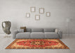 Machine Washable Medallion Orange Traditional Area Rugs in a Living Room, wshtr4166org