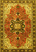 Machine Washable Medallion Yellow Traditional Rug, wshtr4166yw