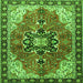 Round Machine Washable Medallion Green Traditional Area Rugs, wshtr4166grn