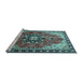 Sideview of Machine Washable Medallion Light Blue Traditional Rug, wshtr4166lblu