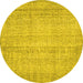 Round Persian Yellow Traditional Rug, tr4167yw