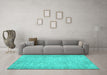 Machine Washable Persian Turquoise Traditional Area Rugs in a Living Room,, wshtr4167turq