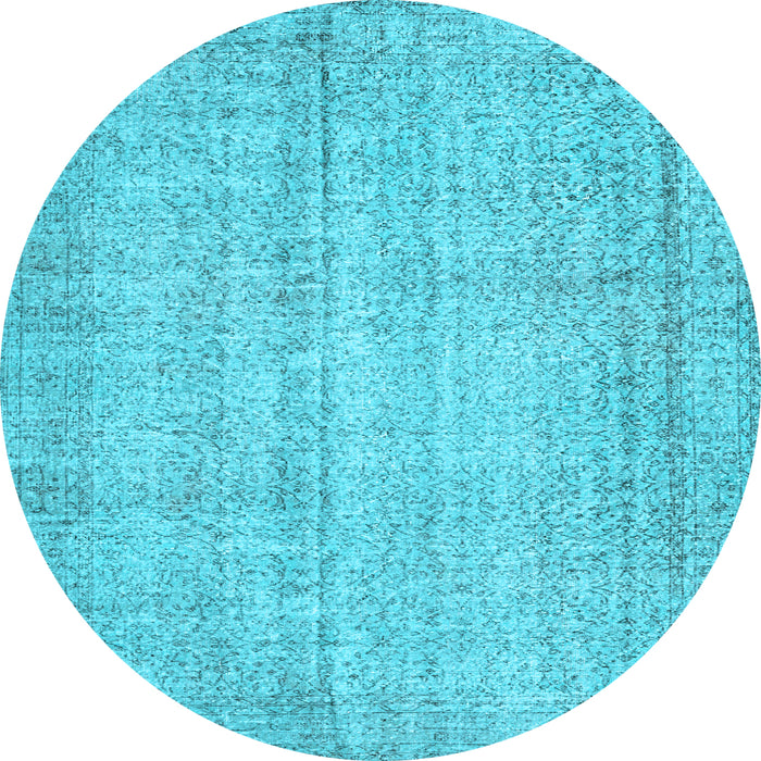Round Machine Washable Persian Light Blue Traditional Rug, wshtr4167lblu