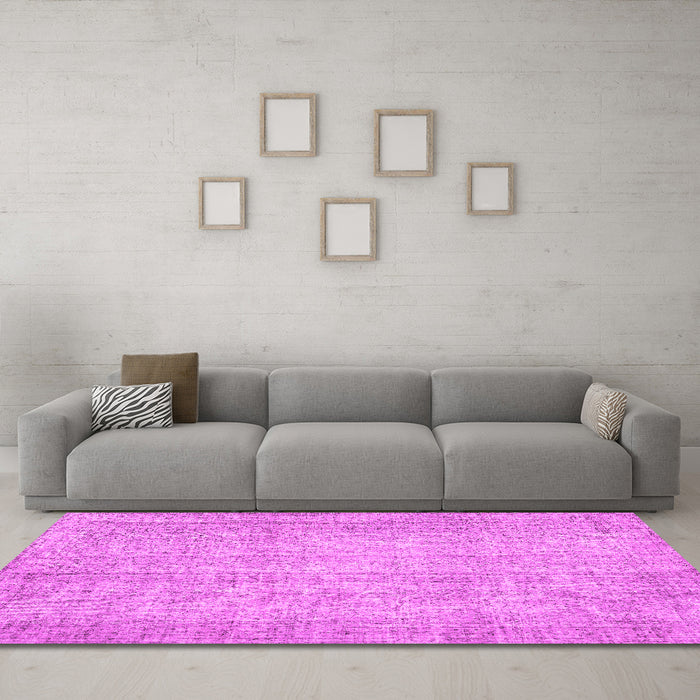 Machine Washable Persian Pink Traditional Rug in a Living Room, wshtr4167pnk