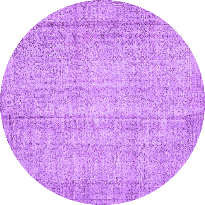 Round Machine Washable Persian Purple Traditional Area Rugs, wshtr4167pur